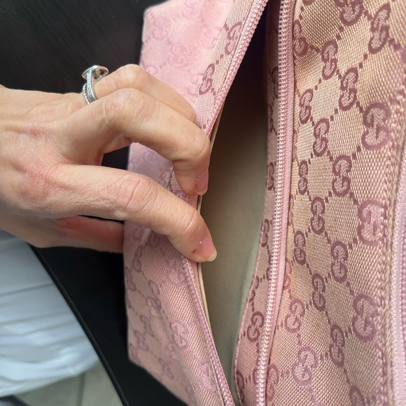 Authentic GUCCI Shoulder HandBag Purse GG Canvas Leather Pink - Picture 14 of 15